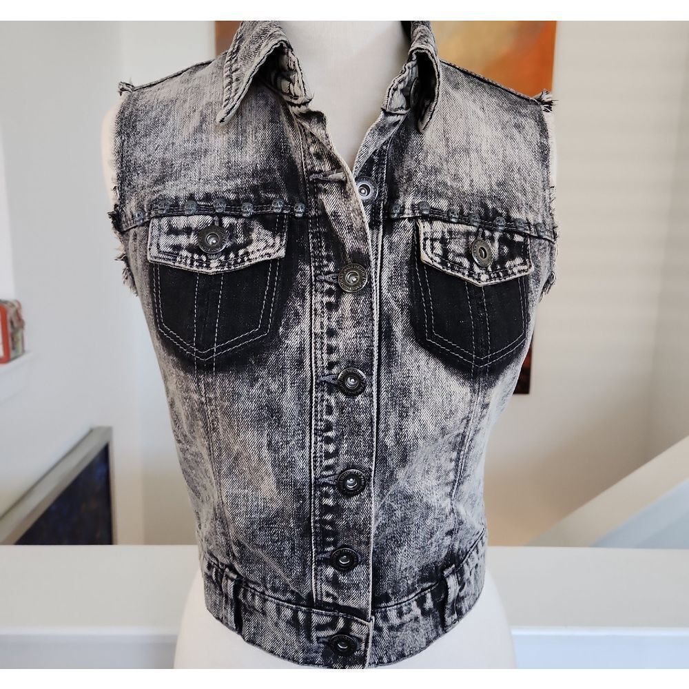 Highway Jeans Black and Gray Denim Vest Size S